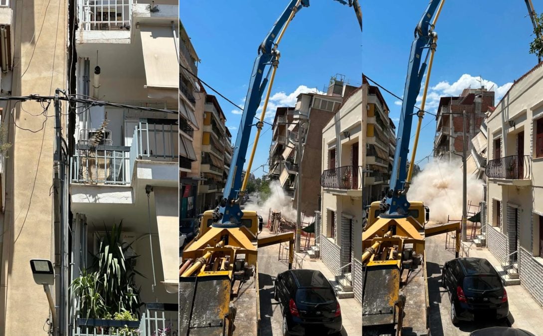 Πετράλωνα: Καρέ καρέ η στιγμή της κατάρρευσης της πολυκατοικίας – ΒΙΝΤΕΟ